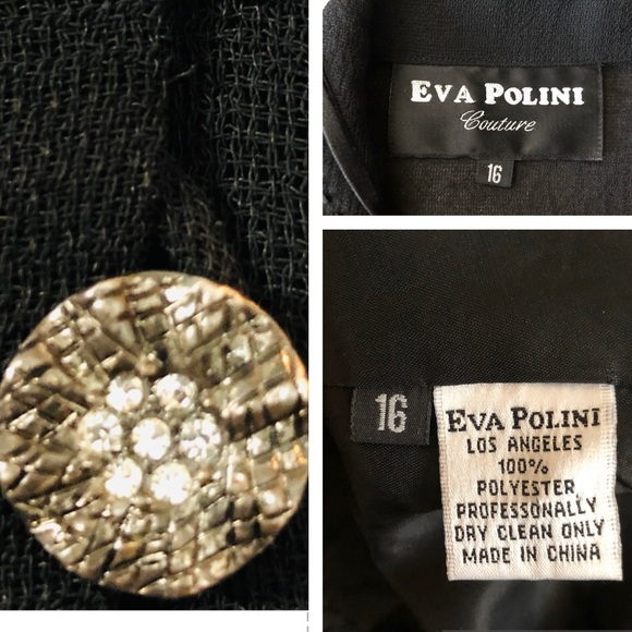 Eva Polini Couture Black Embroidered Jeweled Blazer & Top Sz 16  Lot of 2 items - Picture 15 of 16